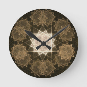 Relógio Redondo Brown Kaleidoscope Art