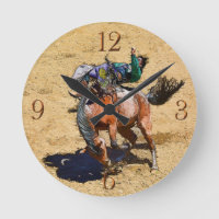 Bucking Bareback Bronco e Rodeo Cowboy Clock