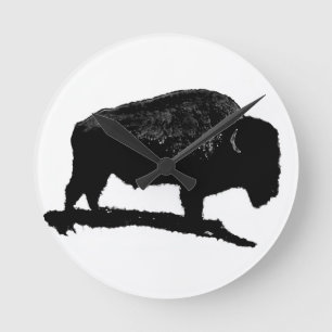 Relógio Redondo Buffalo Preto e Branco