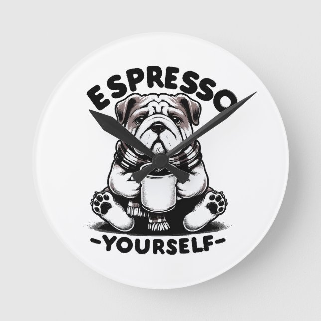 Relógio Redondo Bulldog Espresso Quente (Frente)