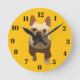 Relógio Redondo Bulldog Francês