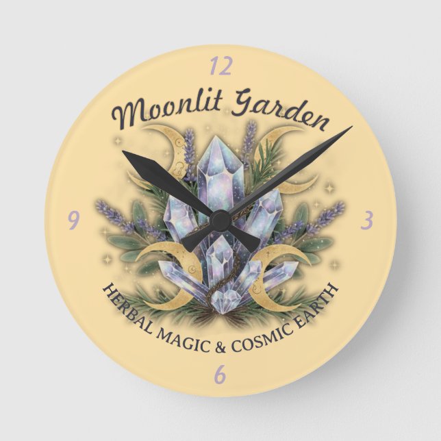 Relógio Redondo Buquê de Cristal do Jardim ao Luar - Magia Herbal (Frente)