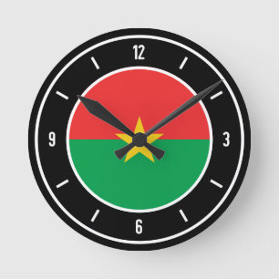 Relógio Redondo Burkina Faso Flag Elegante