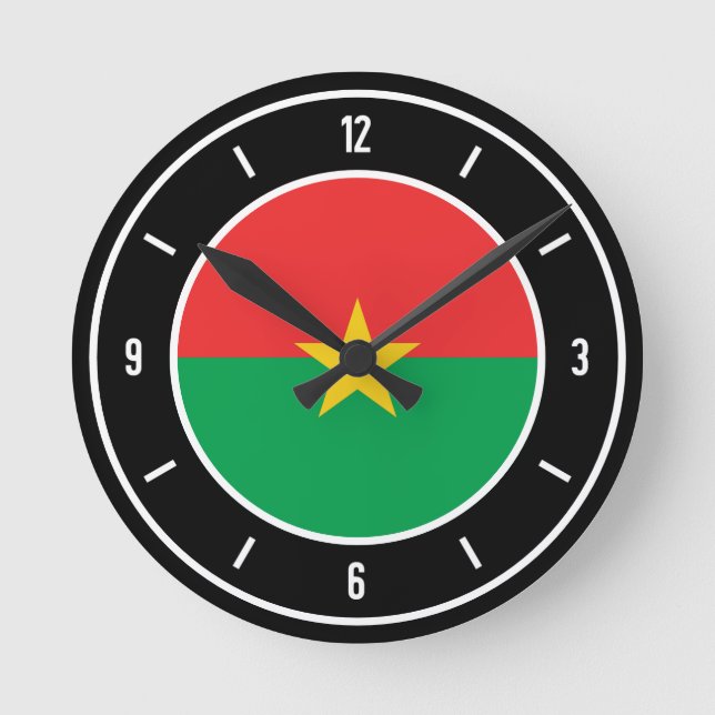 Relógio Redondo Burkina Faso Flag Elegante (Frente)