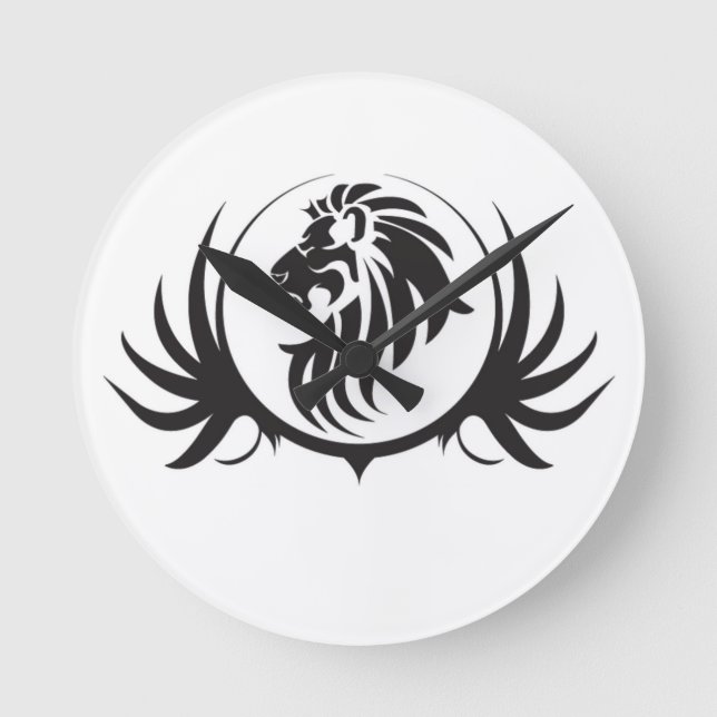 Relógio Redondo Cabeça de Leões Pretos (Frente)