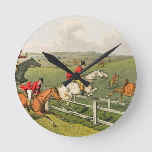 Relógio Redondo Caça de Fox, aquatinted por I. Clark, bar. por (Frente)