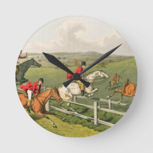 Relógio Redondo Caça de Fox, aquatinted por I. Clark, bar. por