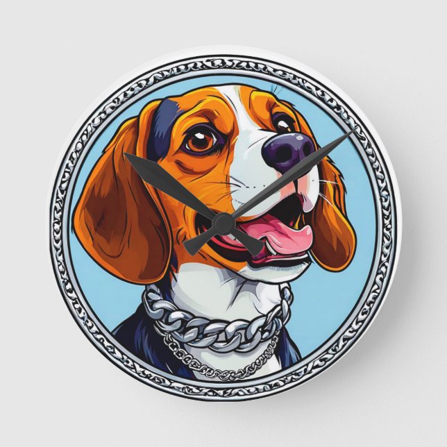 Relógio Redondo Cachorro beagle fofo (Frente)