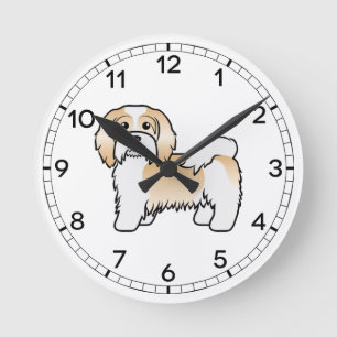 Relógio Redondo Cachorro De Cartoon Cento E Branco Havanês