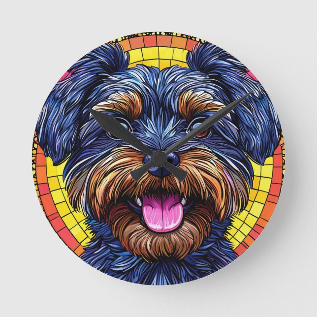 Relógio Redondo Cachorro de desenho animado fofo (Frente)
