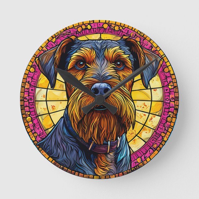 Relógio Redondo Cachorro de desenho animado fofo (Frente)