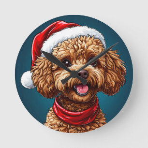 Relógio Redondo Cachorro de natal fofo