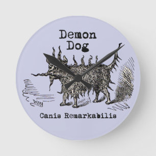 Relógio Redondo Cachorro Demônio Vintage Engraçado Fofo