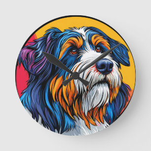 Relógio Redondo Cachorro Ilustrando Criatividade Vibrante
