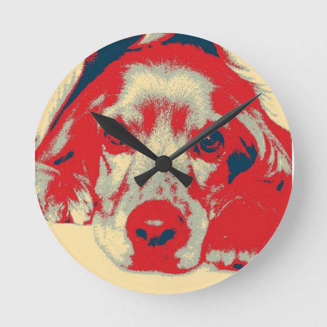 Relógio Redondo Cachorro inglês spaniel, Cachorro, Cachorro (Frente)