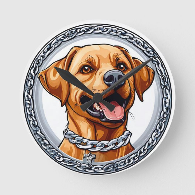 Relógio Redondo Cachorro labrador amarelo fofo (Frente)