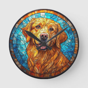 Relógio Redondo Cachorro Mosaico Colorido