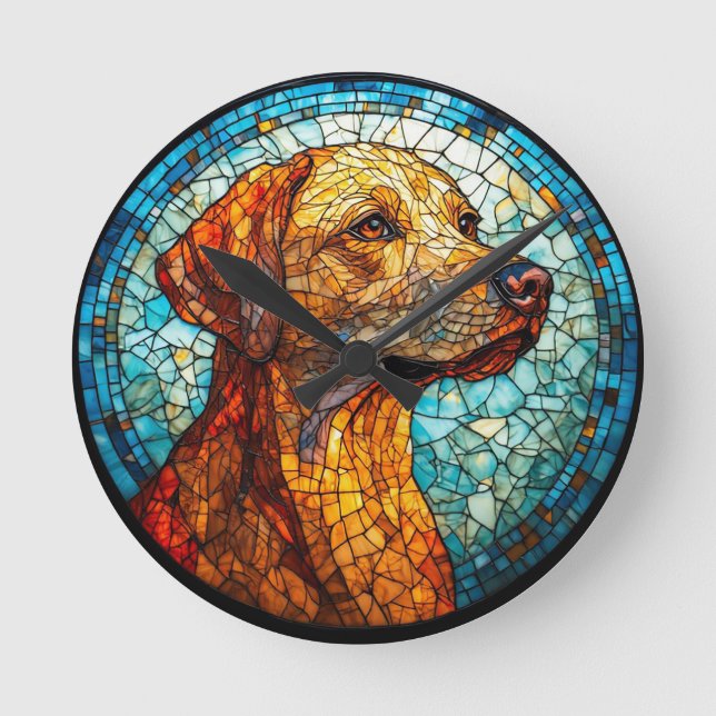 Relógio Redondo Cachorro Mosaico Colorido (Frente)