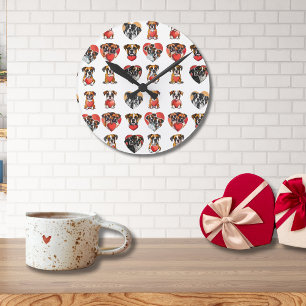 Relógio Redondo Cachorro Romântico e Namorados cardíaco