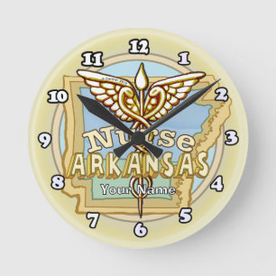 Relógio Redondo Caduceu de Enfermeira do Arkansas