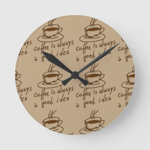 Relógio Redondo cafeína para amantes de café