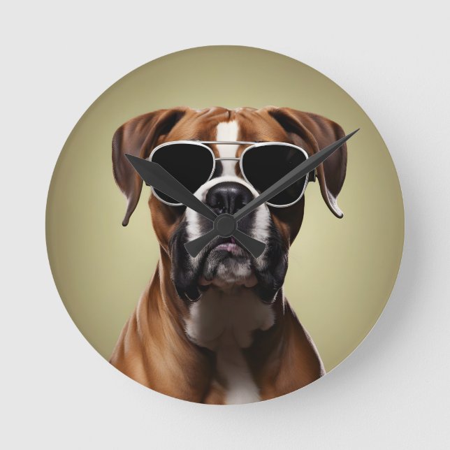 Relógio Redondo Caixa de cão legal (Frente)