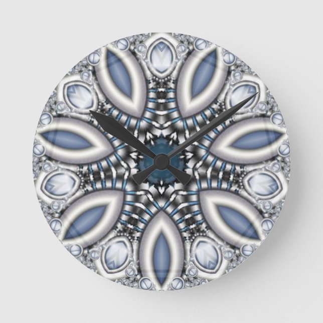 Relógio Redondo Caleidoscópio do topázio de Steampunk (Frente)