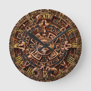 Relógio Redondo Calendário Sun Mayan Aztec México Histórico Relógi