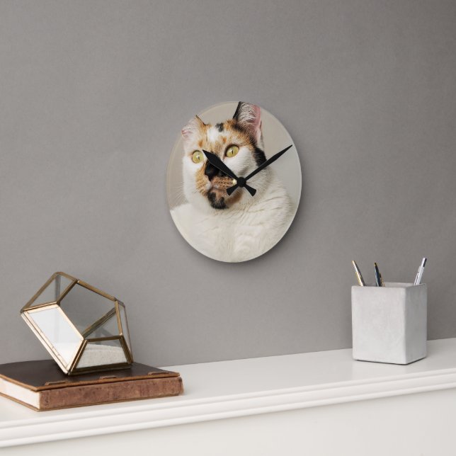 Relógio Redondo Calico Cat (Escritório)