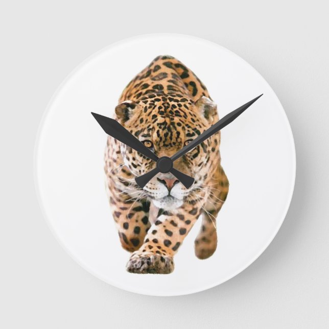 Relógio Redondo Caminhando Olhos de Jaguar (Frente)