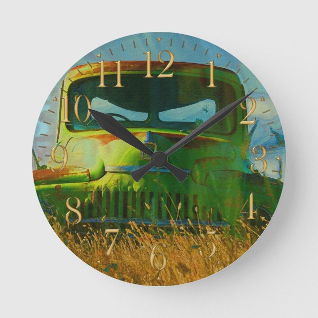 Relógio Redondo Caminhão e Campo da Fazenda Verde Antiga (Frente)