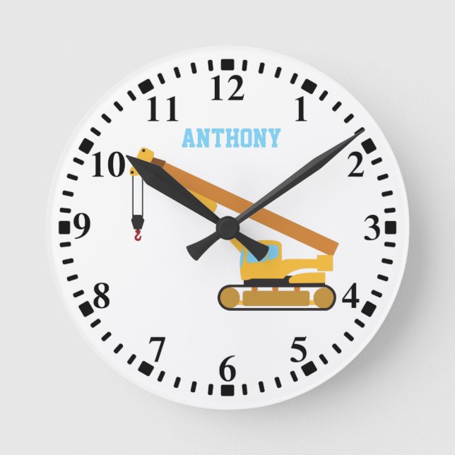 Relógio Redondo Caminhão Personalizado de Construção de Crane (Frente)
