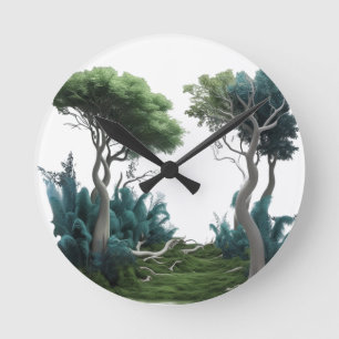 Relógio Redondo Caminho da Floresta Mística - Muro Artístico Inspi