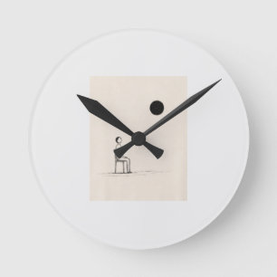 Relógio Redondo Camiseta de Filosofia Arte Existencial Minimalis