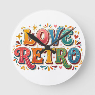 Relógio Redondo Camiseta Retro Love Vintage Heart & Groovy Estétic