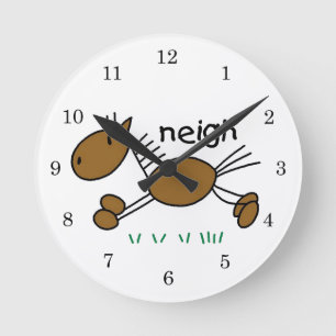 Relógio Redondo Camisetas e Presentes de Cavalo em Figuras Simples