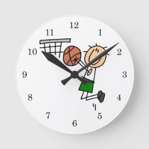 Relógio Redondo Camisetas e Presentes Verdes de Basquete com Arrem