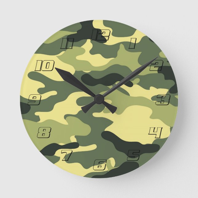 Relógio Redondo Camo Camping Hunting Green Camouflage (Frente)