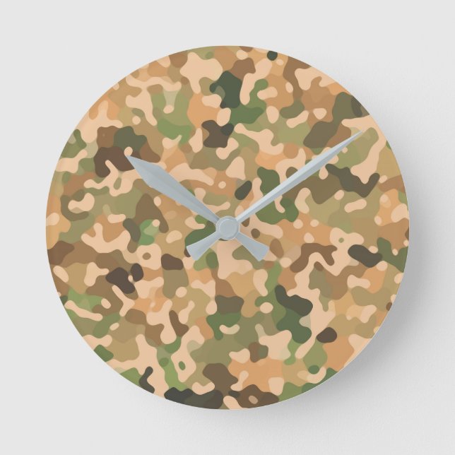 Relógio Redondo Camo - Laranja Verde Preto (Frente)