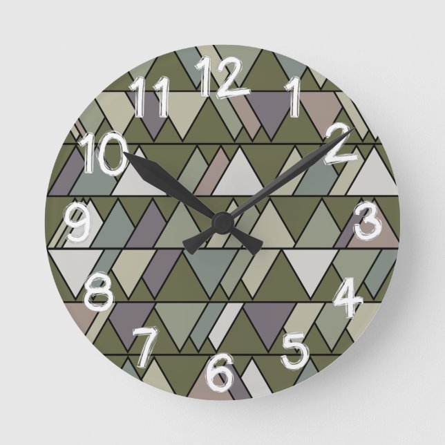 Relógio Redondo Camo Triangles (Frente)