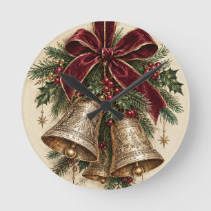 Relógio Redondo Campainha de Natal Elegante, estilo de Sininhos de