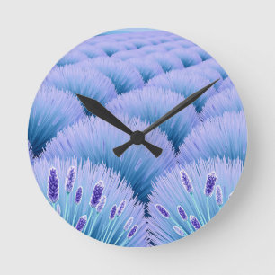 Relógio Redondo Campos de Lavanda Sonhadores Estética Roxo Azul