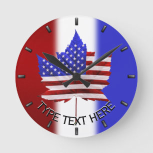 Relógio Redondo Canadá EUA Clock Personalizado EUA Canadá Wall Clo