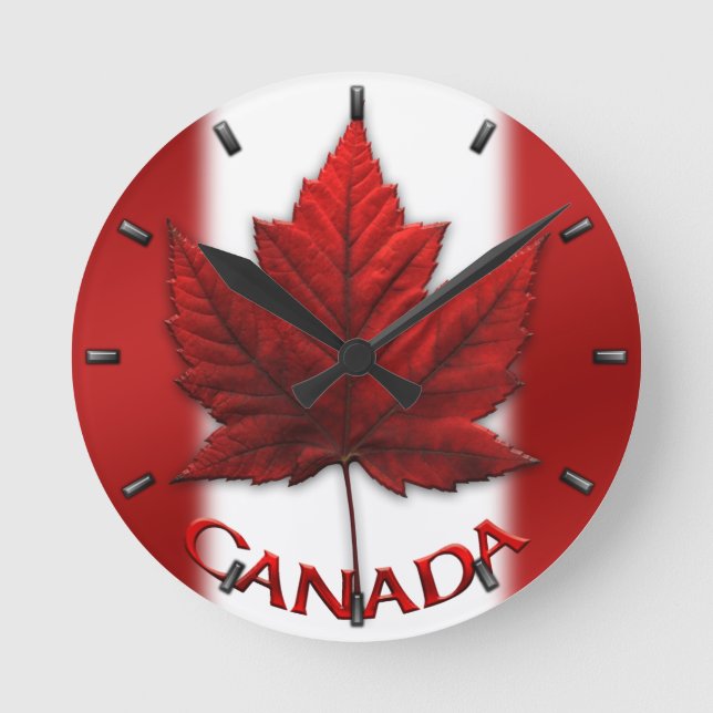 Relógio Redondo Canadá Flag Clock Canada Souvenir Wall Clocks Gift (Frente)