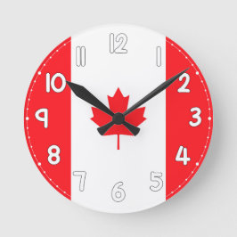 Relógio Redondo Canadian Flag Wall Clock - Flag of Canada