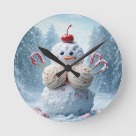 Relógio Redondo Candy Snowman Wall Clock - Fun Winter Wonderland D