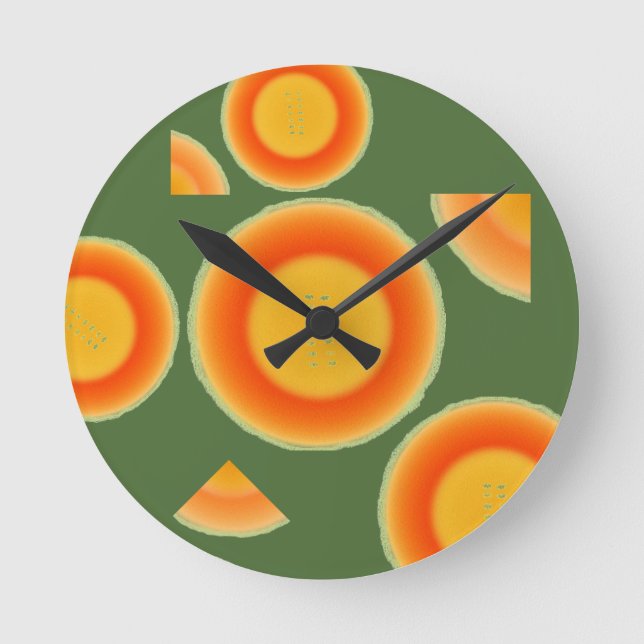 Relógio Redondo Cantalope Cantaloupe Fruta Wall Clock (Frente)
