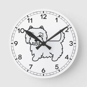 Relógio Redondo Cão Cartoon de Terrier Branco de West Highland