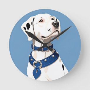 Relógio Redondo Cão Dalmata com Coleira Azul