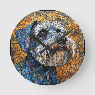 Relógio Redondo Cão Schnauzer retratado em detalhes impressionante
